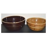 (2) Antique USA Stoneware Mixing Bowls 8" & 9"