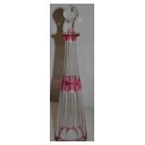Val St Lambert Cut Crystal Cranberry & Clear 12"t