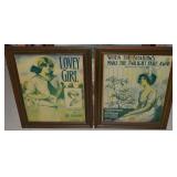 (2) Framed Antique Sheet Music Pcs (No Glass)