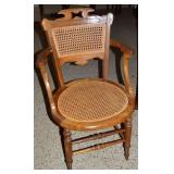 Antique Eastlake Carved Walnut Cane Seat/Back Arm