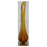MCM LE Smith Amber Glass Footed Swung Vase
