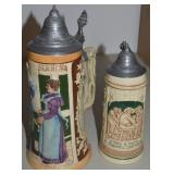 (2) Vintage German Ceramic & Pewter Pictorial