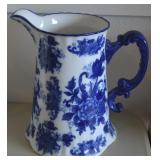 Contempo Cobalt Blue Ceramic Pitcher w/Florals