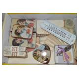 Flat of Misc w/ Repro Victorian-style Tins +