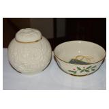 Lenox Porcelain Holiday Holly Bowl 5 1/3" + Rose