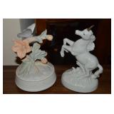(2) Vtg Porcelain Pcs w/ Unicorn + 5.75" Butterfly