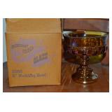 Vtg Indiana Amber Carnival Glass 5" Wedding Bowl