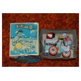 Vtg Tin Litho Toy Clockwork Ice Cream Vendor 3.75"