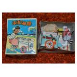 Vtg Tin Litho Toy Clockwork Ice Cream Vendor 3.75"