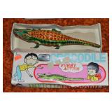 Vtg Beijing Toy Co Tin Litho Inertia Crocodile 9"