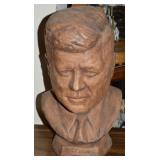 Vintage Handpainted Ceramic JFK Bust 13.5"t