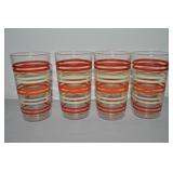(4) Vtg Multicolor Striped Tumblers 4.75" tall