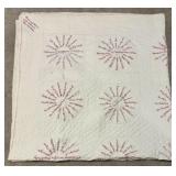 Vtg Friendship Redwork Wheel Signature Quilt 74"
