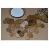 Canning Jar of 100 US Wheaties Pennies Coins