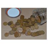 Canning Jar of 100 US Wheaties Pennies Coins