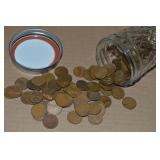 Canning Jar of 100 US Wheaties Pennies Coins