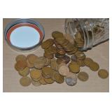 Canning Jar of 100 US Wheaties Pennies Coins