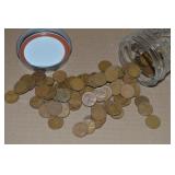 Canning Jar of 100 US Wheaties Pennies Coins