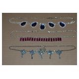 (3) Vtg Silvertone Necklaces w/ Rhinestones
