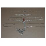(3) Vintage Silvertone Rhinestone Necklaces