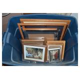 Tub of Picture Frames + Framed Art Prints -