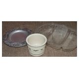 Longaberger Pottery Bowl, Liners, Pewter 8.25"