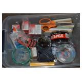 Office Supplies Lot in Tub: Scissors, Clips +