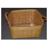 Large Longaberger Baskets Square Leather Handled