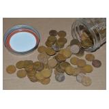 Canning Jar of 100 US Wheaties Pennies Coins