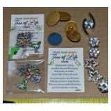 Misc Lot: AAG Antique Cufflinks, Rhinestone Charms