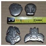 (4) Vintage Looney Tunes Character Button Covers