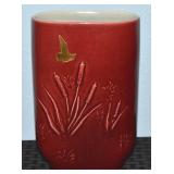 Vintage Red Wing USA Pottery Red & Grey Cattails
