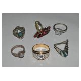 (6) Vtg-Contempo Costume Jewelry Rings
