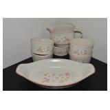 Vtg 6pc Chantilly Stoneware Fleur de Bois Peach