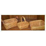 (3) Small Longaberger Woven Baskets: 2001 7.75"
