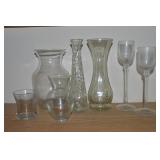 Lot of Clear Glass Vases & Candle Holders