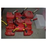 (11) Red Plastic Gas Cans - Over 1/2 Full Avg