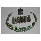 Vtg Abalone /Mother of Pearl Jewelry Set w/Choker