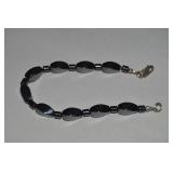 925 Sterling Clasp Hematite Beaded Bracelet 7.5