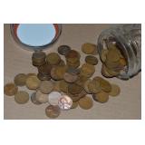 Canning Jar of 100 US Wheaties Pennies Coins