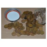 Canning Jar of 100 US Wheaties Pennies Coins