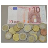 Collection of Foreign Coins & 10 Euro Note