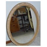 Vtg Gilt Wooden Oval Wall Mirror 30.5 x 24