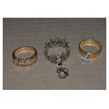 (3) Vtg Costume Jewelry Rings: 14khge Lind,