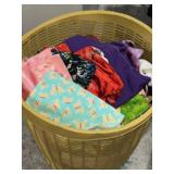 Vtg Laundry Basket Full of Fabric