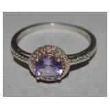 925 Sterling SIlver Amethyst Ring Size 9