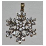 Vtg 925 Thailand Vermeil CZ Snowflake Pendant