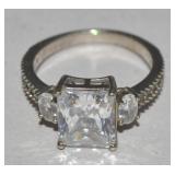 925 Sterling STS LS Ring w/ CZ Stone Ring Sz7