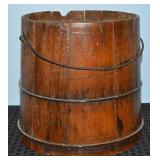 Antique Primitive Lockert MN Wooden Firkin Bucket