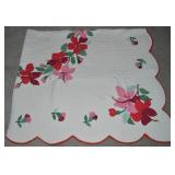 Vtg Hand Quilted Hibiscus Flower Cotton Applique
